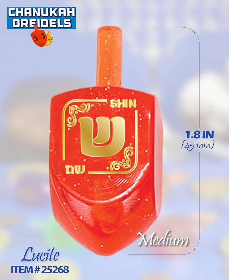 Izzy 'n' Dizzy Hanukkah Dreidels - Lucite Dreidel - 10 Pack Medium - Image 2