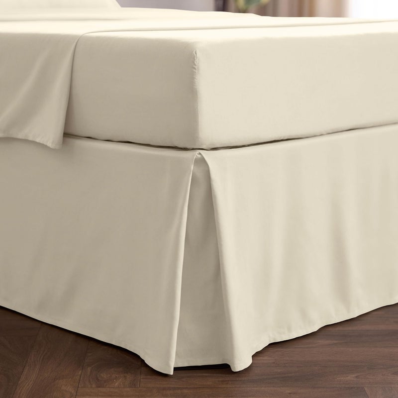 Mellanni Bed Skirt King Size Bed Skirting 15Inch Tailored Drop Pleated Dust Ruffle Hotel Luxury Bedding Wrinkle Fade Stain Resistant 1 Bedskirt King Golden Ivory