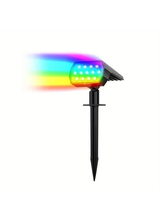 1Pack أضواء سبوت خارجية تعمل بالطاقة الشمسية، 7 أوضاع، مقاومة للعوامل الجوية IP65، مزودة بمستشعر حركة ووحدة تحكم عن بعد - Image 1