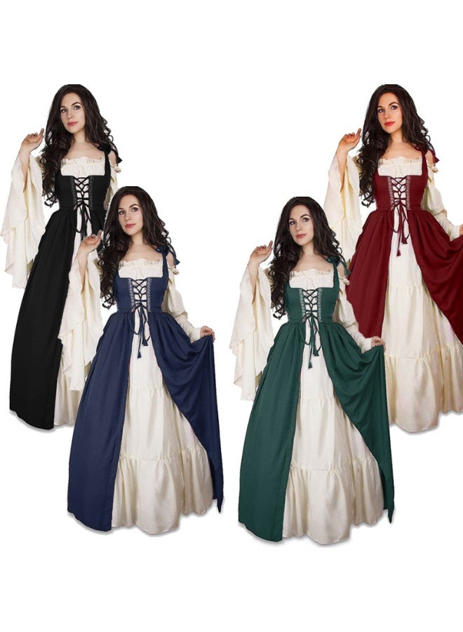 Women's Renaissance Costume Medieval Dress Role Play Long Dresses Halloween Costume Party Ball Gowns - Image 3