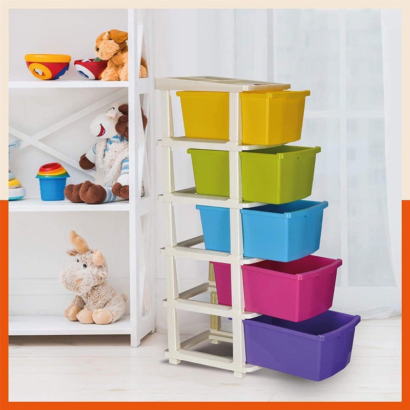 AUREUS Foldable drawer organizers Box Multi Purpose Size Plastic Large for Home Office Hospital Parlor and School 5 LAYER STORAGE TROLY COLORFULL - Image 2