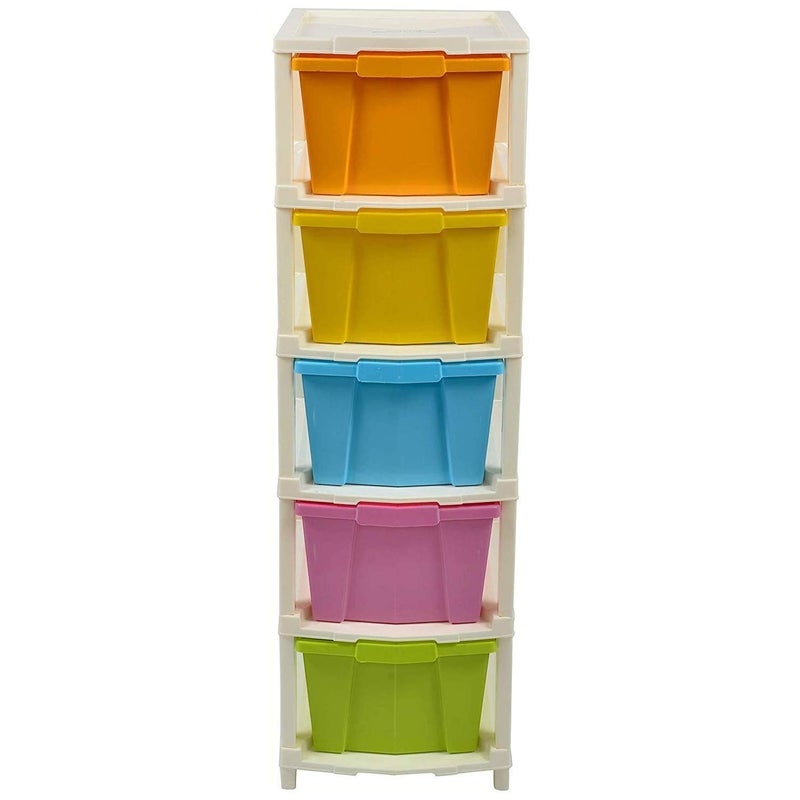 AUREUS Foldable drawer organizers Box Multi Purpose Size Plastic Large for Home Office Hospital Parlor and School 5 LAYER STORAGE TROLY COLORFULL - Image 4