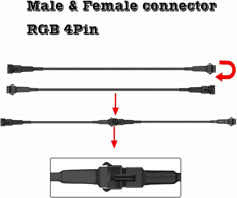NBWDY 4PCS RGB LED Extension Cable Set - Image 2