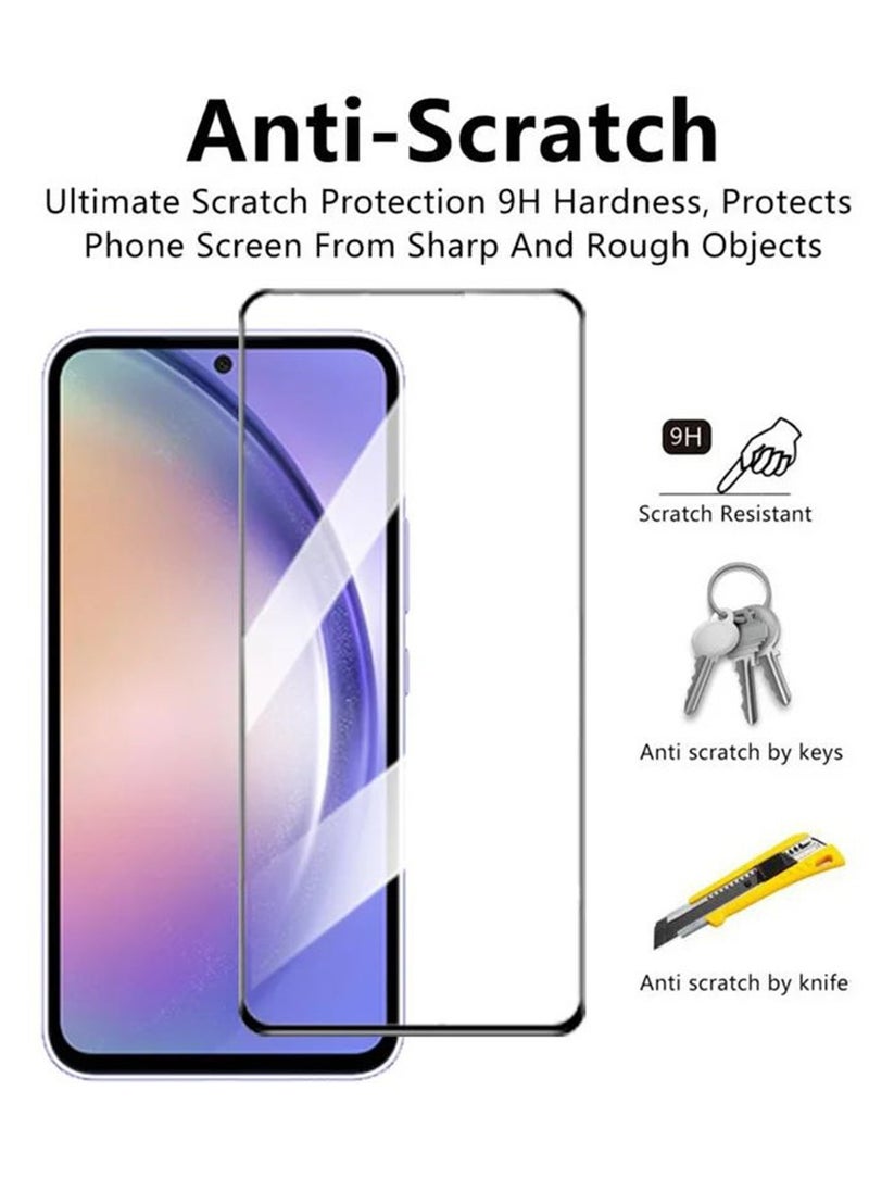 Youque 4 in 1 9H Full Tempered Glass for Samsung Galaxy A55 5G, 2 Pack Screen Protector and 2 Pack Lens Film  - Image 3