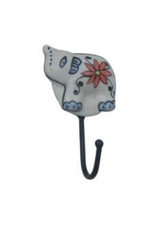 Indian-Shelf IndianShelf Handmade Ceramic Elephant Wall Hooks Hangers Holders 1129 cm Multicolor 1 Piece 