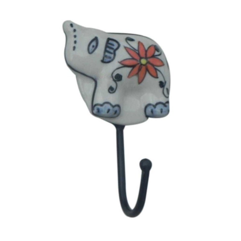 Indian-Shelf IndianShelf Handmade Ceramic Elephant Wall Hooks Hangers Holders 1129 cm Multicolor 1 Piece 