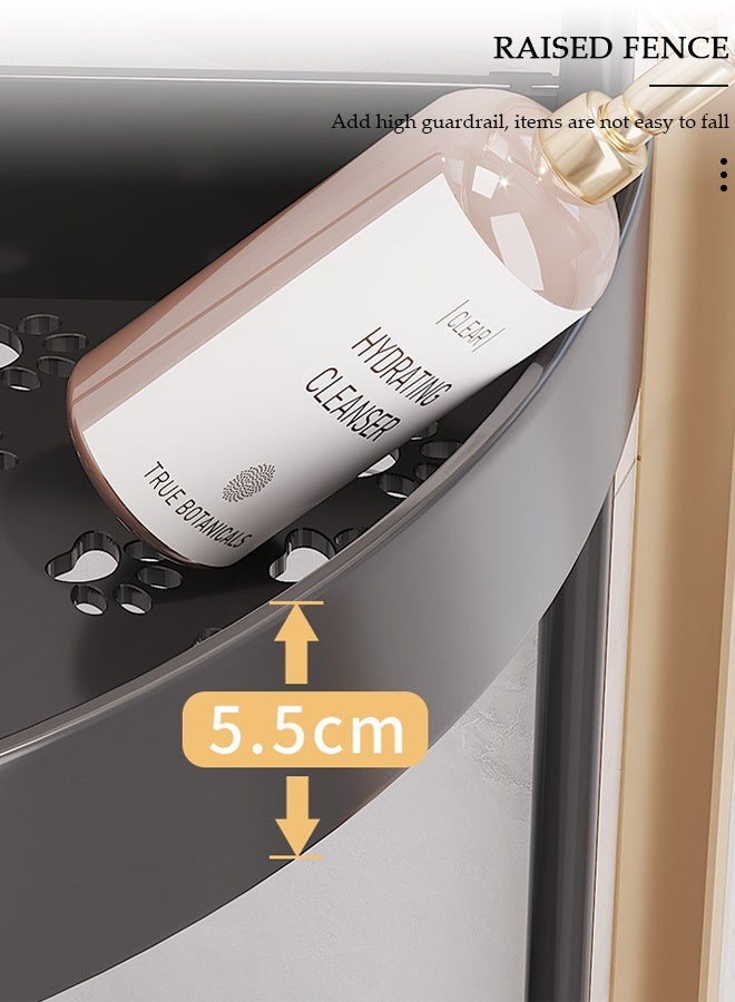 DUNISO رف دش بزاوية 4 طبقات، عربة أدوات دوارة 360° متعددة الوظائف، منظم تخزين مستقر مع ارتفاع حواجز مرتفعة، عربة تخزين بلاستيكية بزاوية، رف تخزين مثلث للمطبخ، الغسيل، وغرفة النوم - Image 3