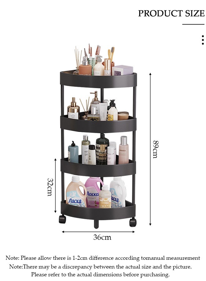 DUNISO رف دش بزاوية 4 طبقات، عربة أدوات دوارة 360° متعددة الوظائف، منظم تخزين مستقر مع ارتفاع حواجز مرتفعة، عربة تخزين بلاستيكية بزاوية، رف تخزين مثلث للمطبخ، الغسيل، وغرفة النوم - Image 2
