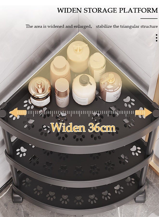 DUNISO رف دش بزاوية 4 طبقات، عربة أدوات دوارة 360° متعددة الوظائف، منظم تخزين مستقر مع ارتفاع حواجز مرتفعة، عربة تخزين بلاستيكية بزاوية، رف تخزين مثلث للمطبخ، الغسيل، وغرفة النوم - Image 4