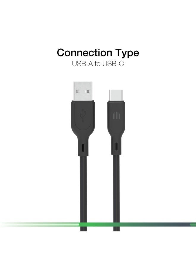DVICED USB-A to USB-C Charging & Data transfer 1.25m silicone cable  - Black - Image 2
