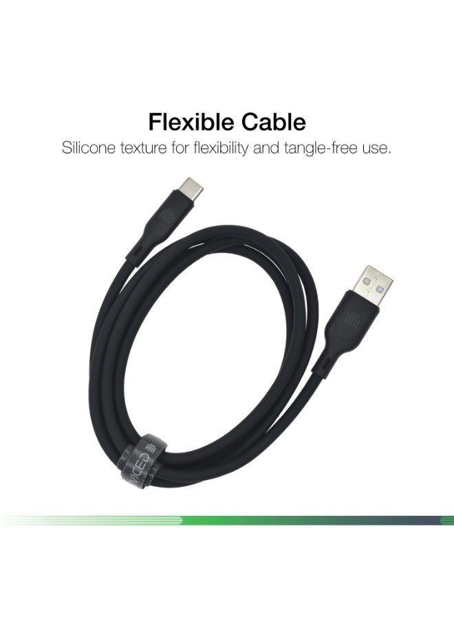 DVICED USB-A to USB-C Charging & Data transfer 1.25m silicone cable  - Black - Image 4
