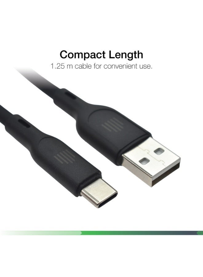 DVICED USB-A to USB-C Charging & Data transfer 1.25m silicone cable  - Black - Image 3