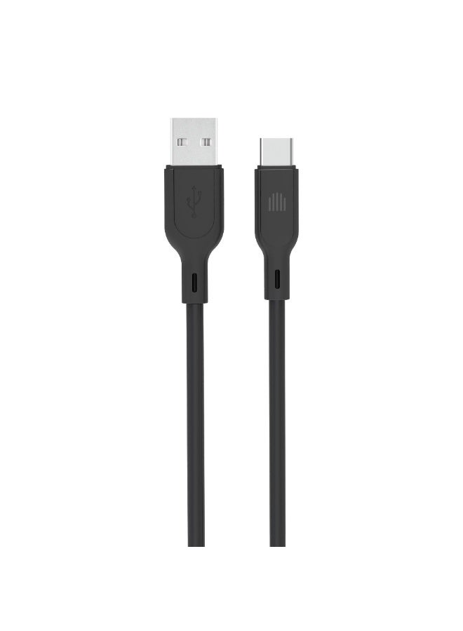 DVICED USB-A to USB-C Charging & Data transfer 1.25m silicone cable  - Black - Image 1