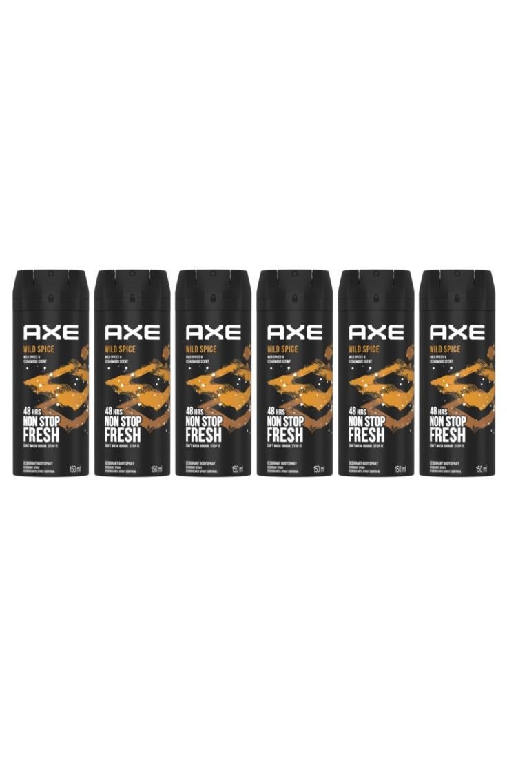 Axe Wild Spice Deodorant Body Spray For Men 150ml (Pack of 6) - Image 1