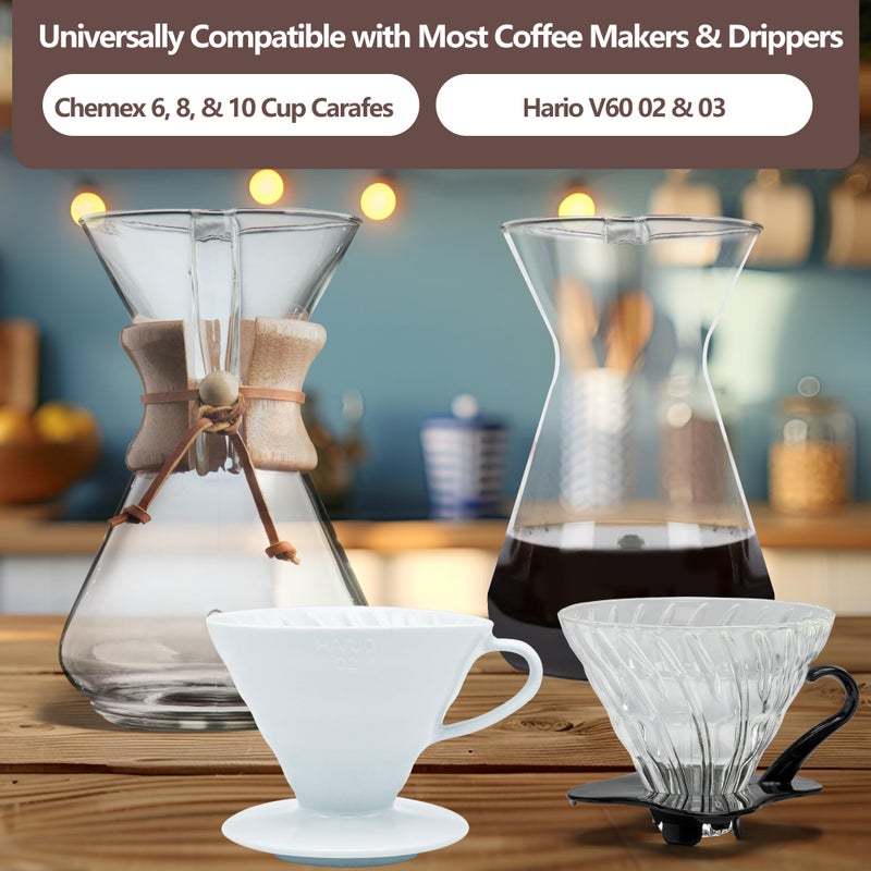 OENUASG عبوة 2 من فلاتر القهوة متوافقة مع Chemex (6، 8، 10 أكواب) و Hario V60 02 و 03، فلاتر قهوة بالتنقيط - قابلة لإعادة الاستخدام ودائمة - Image 3