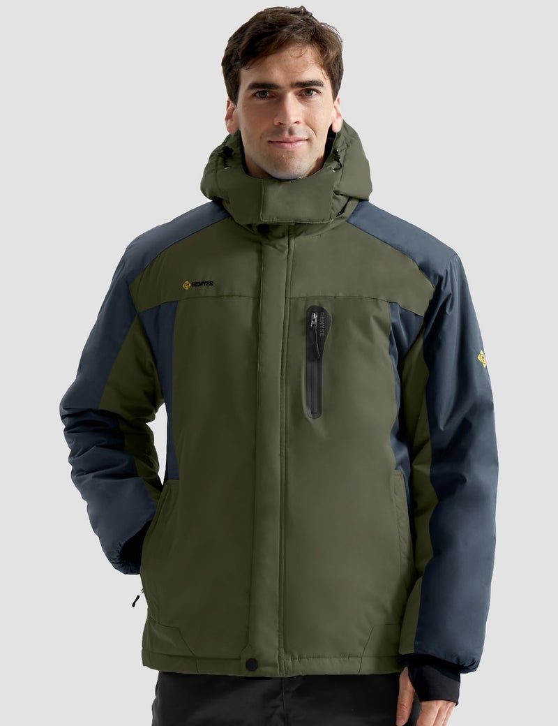 GEMYSE Men's Mountain Waterproof Ski Snow Jacket Winter Windproof Rain Jacket (Army Green,Small) - Image 2