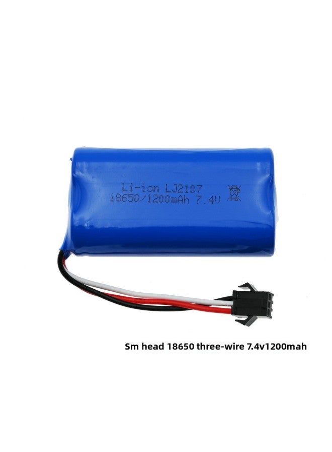 SPGCM Wild Cow Naughty Dragon WPL Upgrade Climbing Army Truck Pickup Modified Battery RC CAR PARTS-Color:18650 Three Wire SM Plug 1200MAH  - Image 1