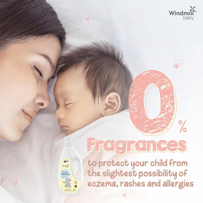 Windmill baby Baby Natural Fragrance Free Laundry Detergent Liquid, Usda Certified, Allergen Free, Plant Based With Bio-Enzymes - 2000 Ml - Image 3