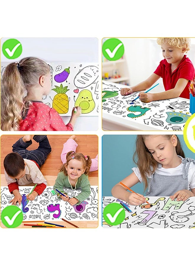 Lemon 2 Rolls Coloring Paper Roll for Kids, Sticky Children's Drawing Sheet Roll for Toddlers, 118x11.8″ Large Painting Page for Kindergarten Home Kids Birthday Party (Princess + Food)  - Image 5