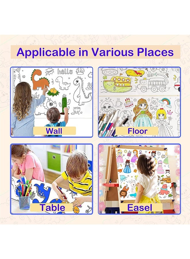 Lemon 2 Rolls Coloring Paper Roll for Kids, Sticky Children's Drawing Sheet Roll for Toddlers, 118x11.8″ Large Painting Page for Kindergarten Home Kids Birthday Party (Princess + Food)  - Image 3