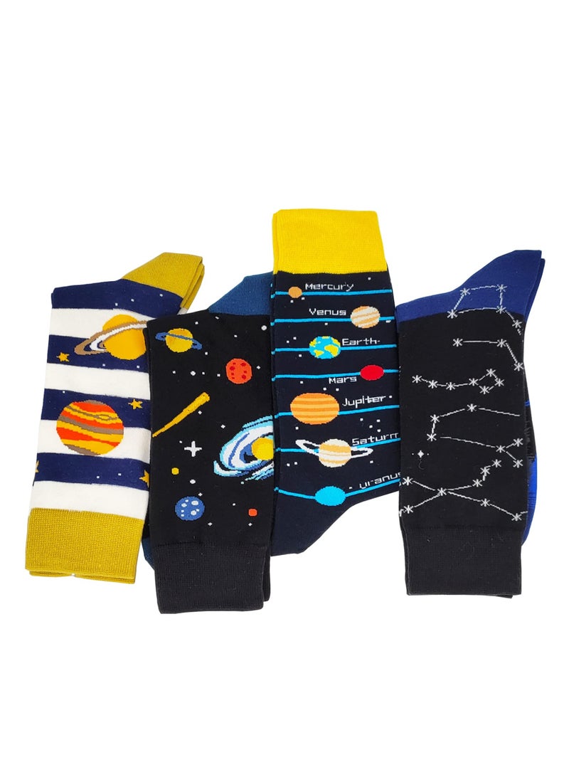Colorful Novelty Dress Socks with Fun Universe Pattern - Crazy Cotton Socks for Men and Kids, Perfect for Adding a Touch of Whimsy to Any Outfit! - Image 5