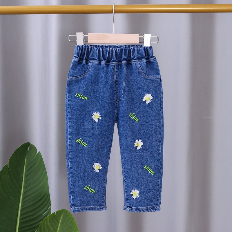 2026 New Korean Style Girls' Jeans Long Pants Children'S Style Baby Spring Outfit Loose Stylish Pants - Image 3