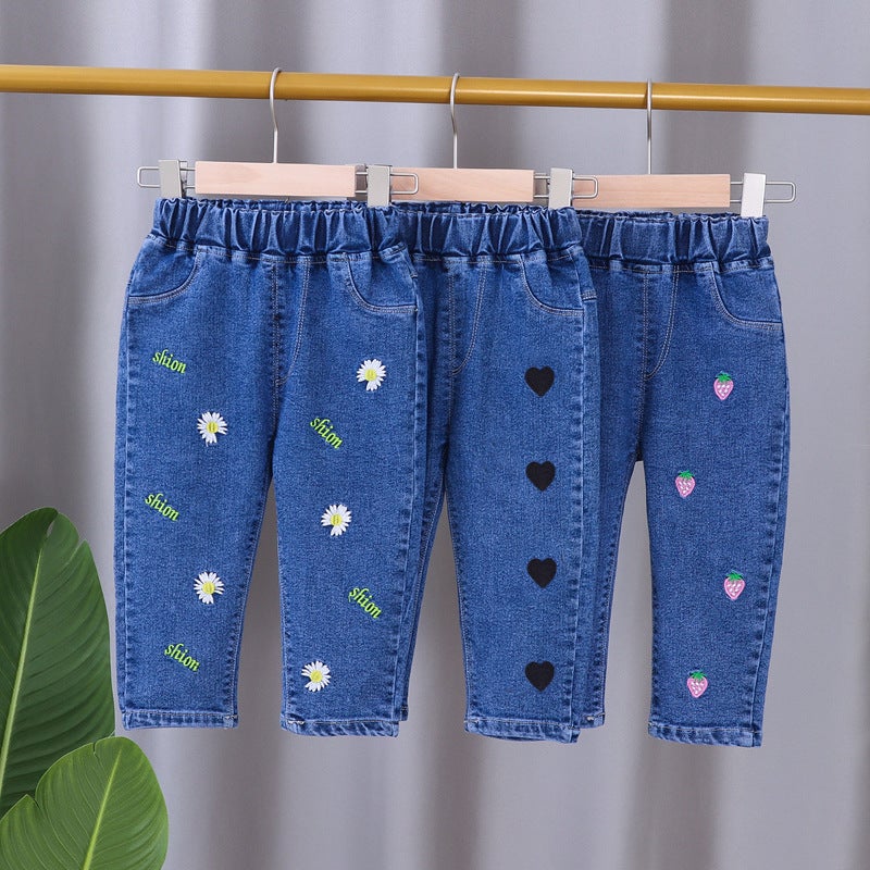 2026 New Korean Style Girls' Jeans Long Pants Children'S Style Baby Spring Outfit Loose Stylish Pants - Image 2