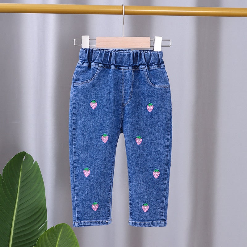 2026 New Korean Style Girls' Jeans Long Pants Children'S Style Baby Spring Outfit Loose Stylish Pants - Image 1