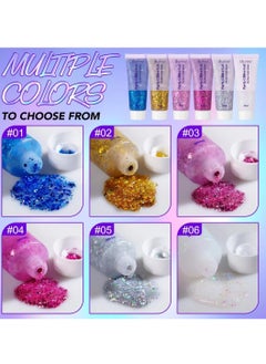 IKZEE 50ml Party Glitter Gel for Face Body and Hair Long Lasting Hight Pigmented Easy Apply Party Holographic Body Glitter Gel for Hair Ears Lip Nails Body and Neck Makeup Color 04  - Image 3