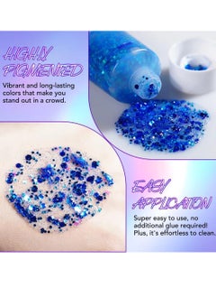 IKZEE 50ml Party Glitter Gel for Face Body and Hair Long Lasting Hight Pigmented Easy Apply Party Holographic Body Glitter Gel for Hair Ears Lip Nails Body and Neck Makeup Color 04  - Image 4