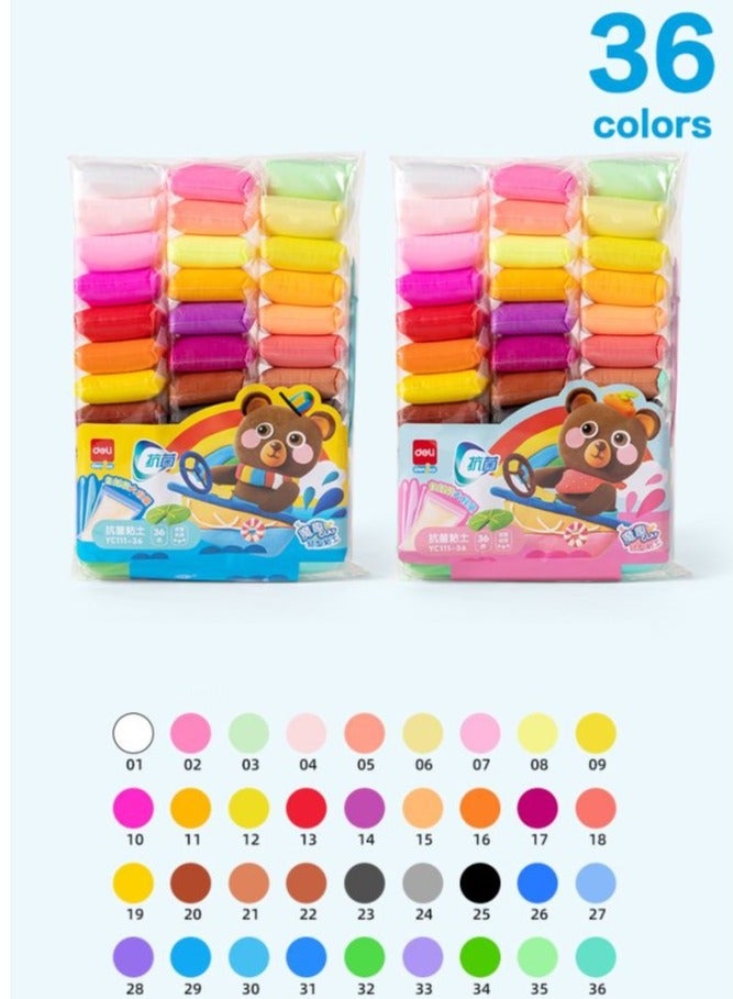 ديلي Deli الطين الخفيف جدا ، العجينة الناعمة والبلاستيلين ، 36 لون DIY لعبة تعليمية مصنوعة يدويا ، آمنة وغير سامة ، هدية - Image 3