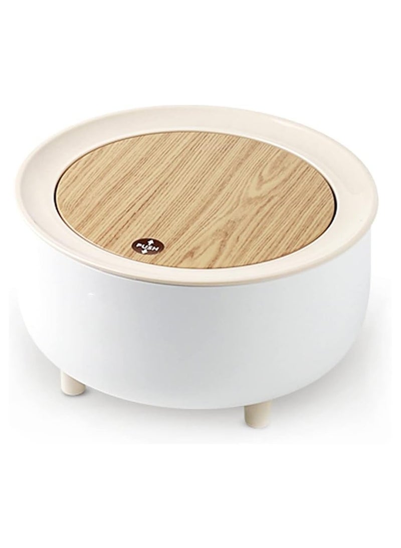 باسكت زبالة صغير مع غطاء علوي يعمل بالضغط  ، مخلفات نورديك عصرية من البلاستيك مناسبة للمطبخ والحمام وغرفة النوم المعيشة والمكتب والأماكن الخارجية، مقاومة للكلاب، خشب بالضغط على الأعلى - سلة زباله -سلة مهملات دائرية - باسكت قمامه للشاليهات والفلل والبيوت -صندوق قمامة يفتح بالضغط من الاعلي بالضغط - سله نفايات للحمام وغرف النوم والماستر والصالة وللمطبخ - باسكت صغير الحجم - Image 1