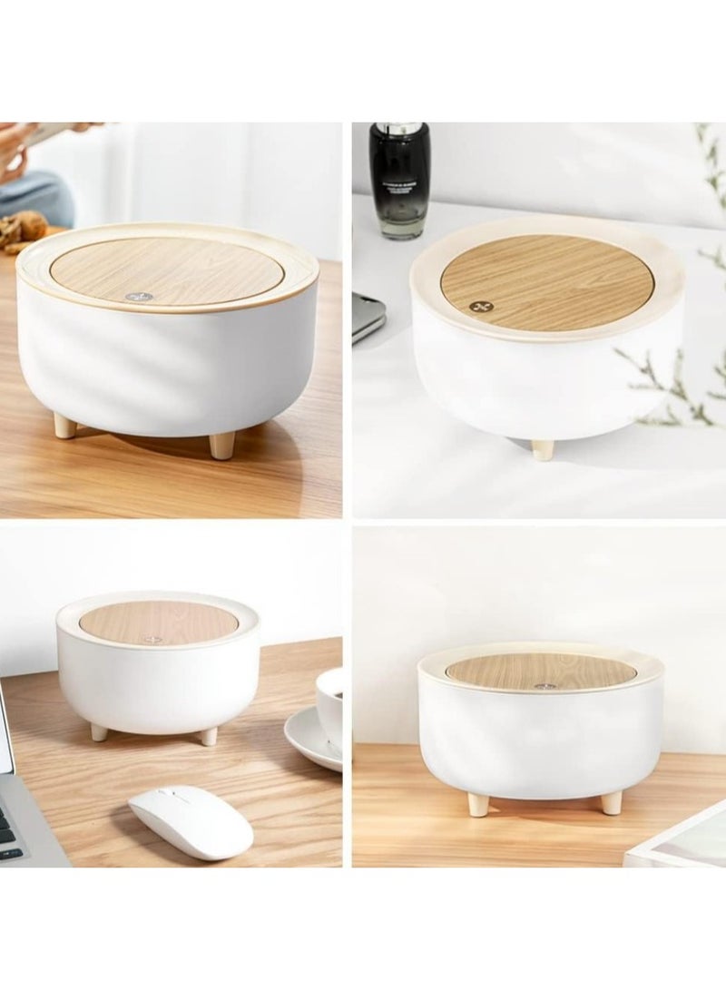 باسكت زبالة صغير مع غطاء علوي يعمل بالضغط  ، مخلفات نورديك عصرية من البلاستيك مناسبة للمطبخ والحمام وغرفة النوم المعيشة والمكتب والأماكن الخارجية، مقاومة للكلاب، خشب بالضغط على الأعلى - سلة زباله -سلة مهملات دائرية - باسكت قمامه للشاليهات والفلل والبيوت -صندوق قمامة يفتح بالضغط من الاعلي بالضغط - سله نفايات للحمام وغرف النوم والماستر والصالة وللمطبخ - باسكت صغير الحجم - Image 2