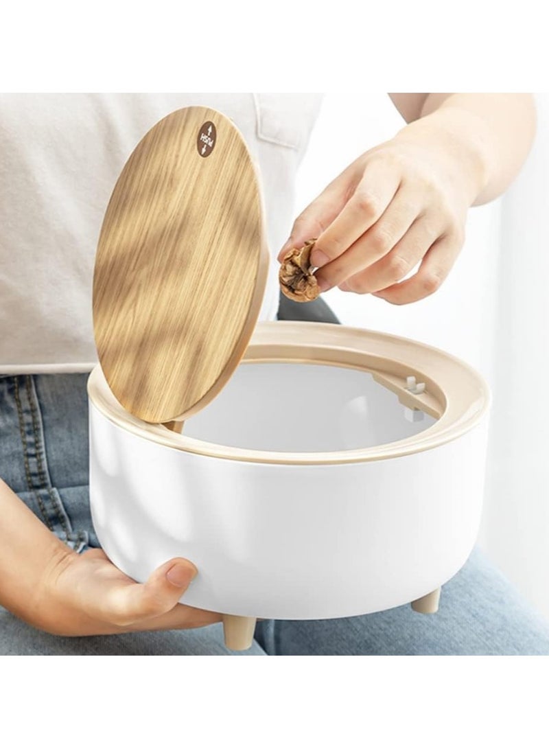 باسكت زبالة صغير مع غطاء علوي يعمل بالضغط  ، مخلفات نورديك عصرية من البلاستيك مناسبة للمطبخ والحمام وغرفة النوم المعيشة والمكتب والأماكن الخارجية، مقاومة للكلاب، خشب بالضغط على الأعلى - سلة زباله -سلة مهملات دائرية - باسكت قمامه للشاليهات والفلل والبيوت -صندوق قمامة يفتح بالضغط من الاعلي بالضغط - سله نفايات للحمام وغرف النوم والماستر والصالة وللمطبخ - باسكت صغير الحجم - Image 3