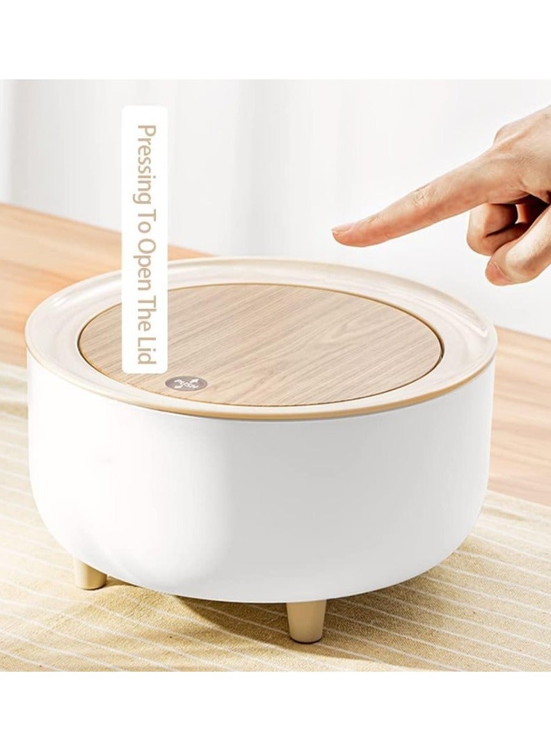 باسكت زبالة صغير مع غطاء علوي يعمل بالضغط  ، مخلفات نورديك عصرية من البلاستيك مناسبة للمطبخ والحمام وغرفة النوم المعيشة والمكتب والأماكن الخارجية، مقاومة للكلاب، خشب بالضغط على الأعلى - سلة زباله -سلة مهملات دائرية - باسكت قمامه للشاليهات والفلل والبيوت -صندوق قمامة يفتح بالضغط من الاعلي بالضغط - سله نفايات للحمام وغرف النوم والماستر والصالة وللمطبخ - باسكت صغير الحجم - Image 4