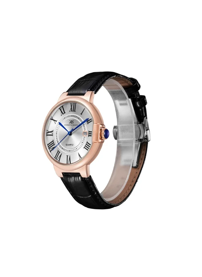 كينيث سكوت Men's Genuine Leather Analog Watch K23053-RLBW - 41 mm