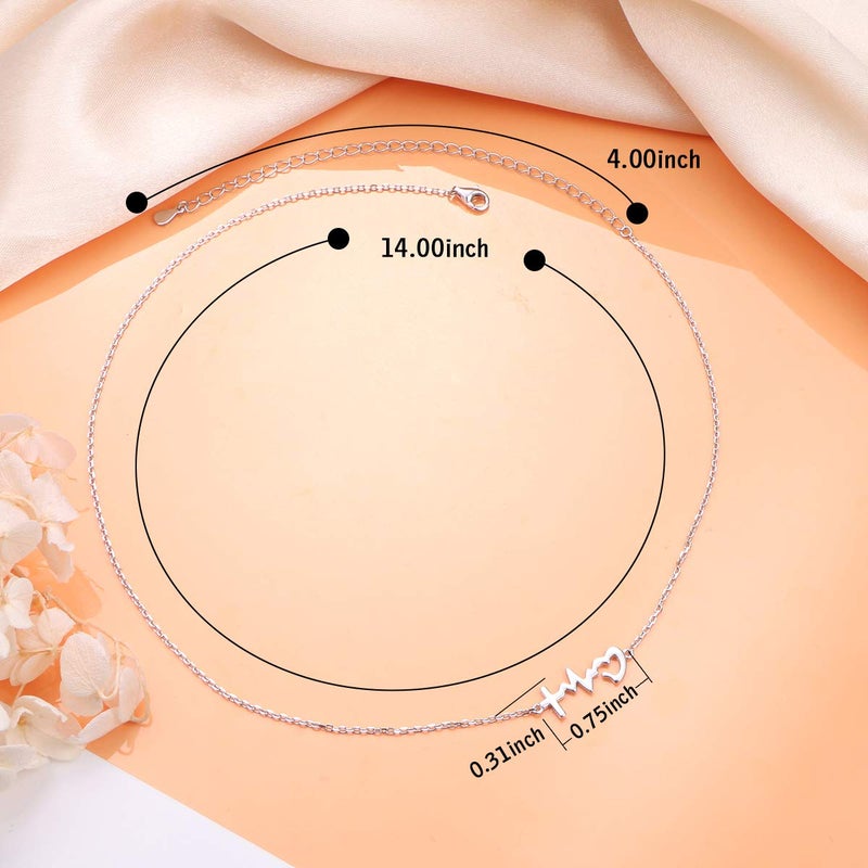 DAOCHONG S925 Sterling Silver Jewelry Faith Hope Love Sideways Choker Necklace 14 inches to 18 inches (Faith Hope Love) - Image 5