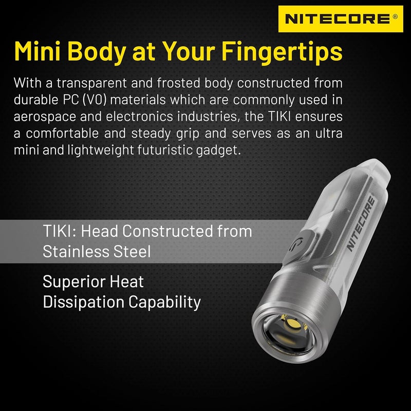 Nitecore Tiki 300 Lumen Keychain Flashlight USB-C Rechargeable EDC Tag - Image 2