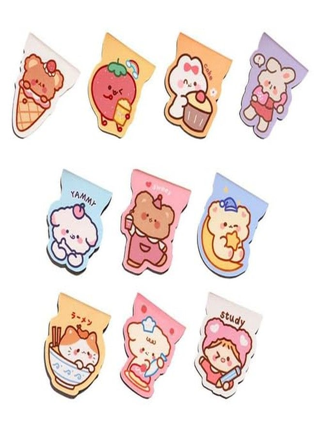 Newvent® 10Pcs Cute Cartoon Magnetic Bookmarks | Stationery Magnetic Book Page Holder for Student, Office Supplies | Double-Sided Paper Magnet Clip - Image 1