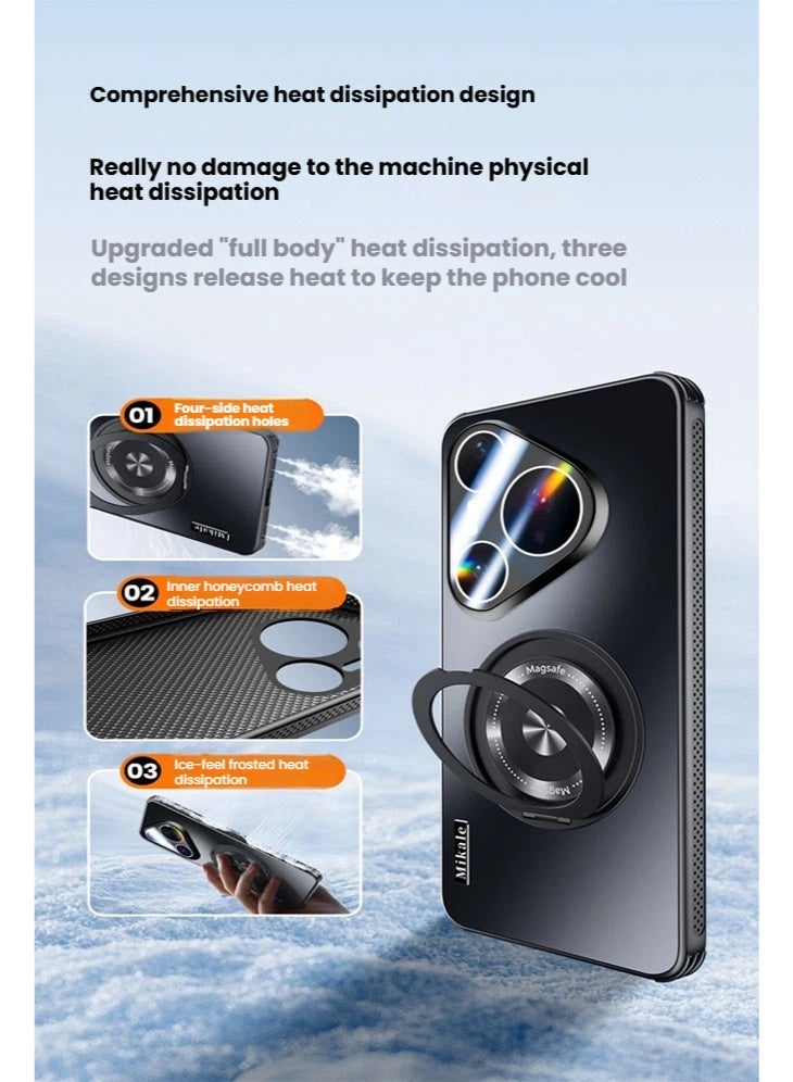 general Suitable for Huawei Pura 80Ultra/80Pro/Pro+/80 rotating magnetic bracket mobile phone case frosted all-inclusive protective cover - Image 2