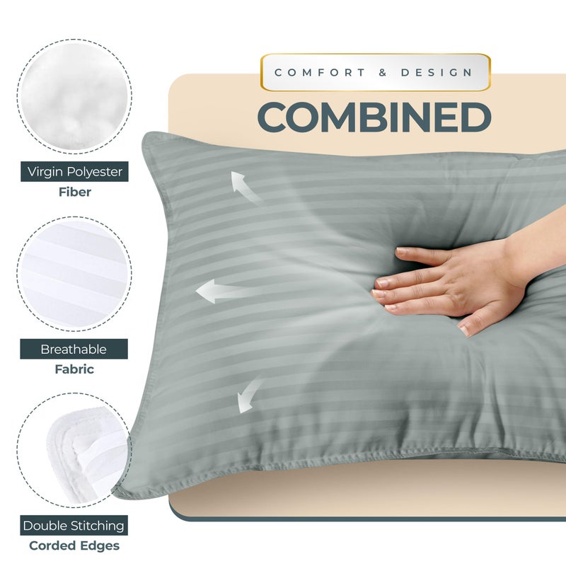 Utopia Bedding Bed Pillows for Sleeping Standard Size, 950 Grams Filled Hotel Quality Cooling Pillows for Side, Back or Stomach Sleepers (Light Grey, Set of 2) - Image 4