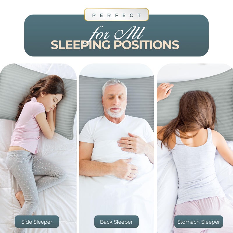 Utopia Bedding Bed Pillows for Sleeping Standard Size, 950 Grams Filled Hotel Quality Cooling Pillows for Side, Back or Stomach Sleepers (Light Grey, Set of 2) - Image 3