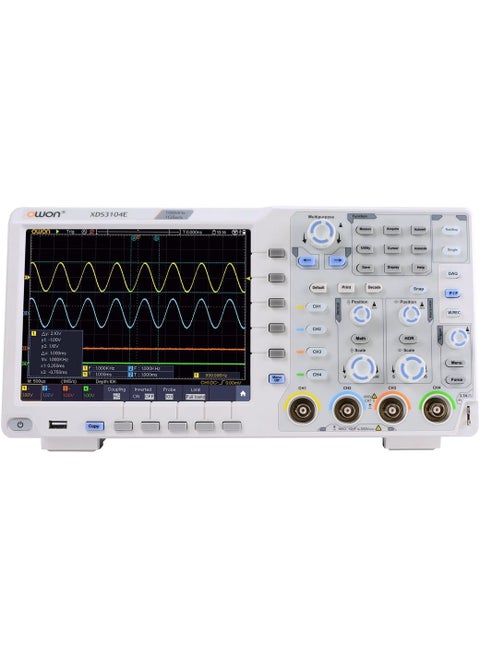 OWON XDS3104E Digital Oscilloscope 100Mhz DSO 4 Channels 1GSS 8 BITS LCD with Touch screen Function45000 wfmss refresh rate40M record length Standard I2CSPIRS232 and CAN decoding