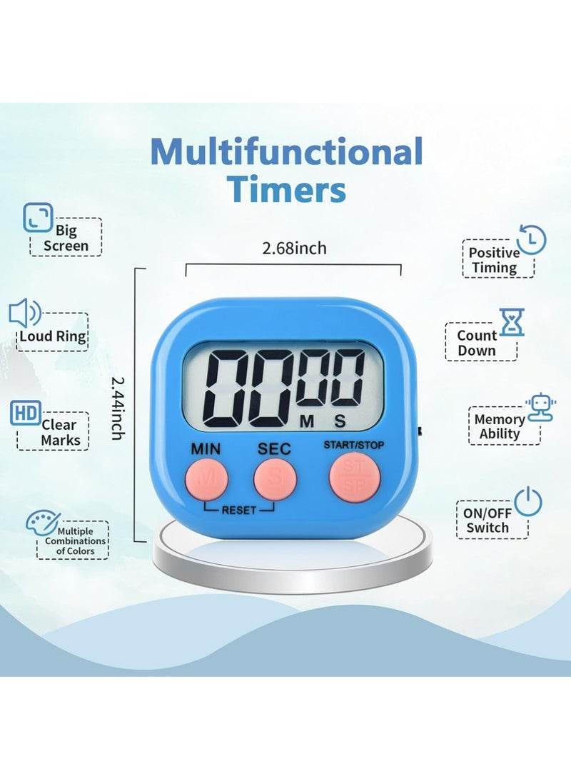PULUZ 4 Pack Digital Kitchen Timer Magnetic Digital Timer with Big Display Loud Ring Cooking Timers for Kitchen Electronic Timer for Cooking, Game, Gym, Break Time, Classroom (Pink,Blue,Green,Purple, 4) - Image 2
