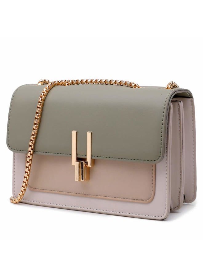 TOP BAND Color-Block Crossbody Bags for Women Leather Cross Body Purses Cute Designer Handbags Shoulder Bag Medium Size, 2 Green, One_Size - Image 1