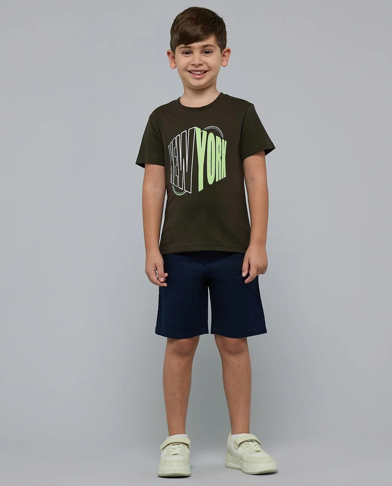 أر أند بي Printed T-Shirt with Crew Neck and Short Sleeves