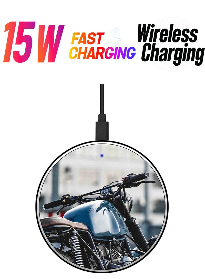Theodor Bike Printed Ultra Slim Fast Wireless Charger With USB Cable Multicolour - Image 1