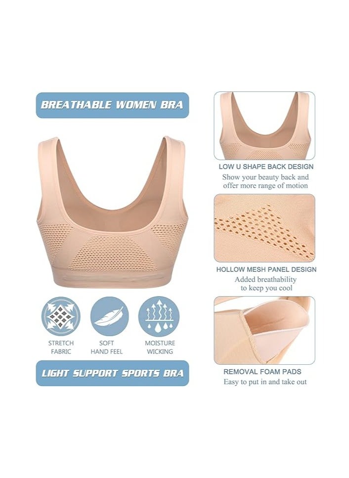 كوينج Women Sports Bra Comfortable Sleep Bras No Underwire Seamless Workout Yoga Bra of 3 Pack - Image 5