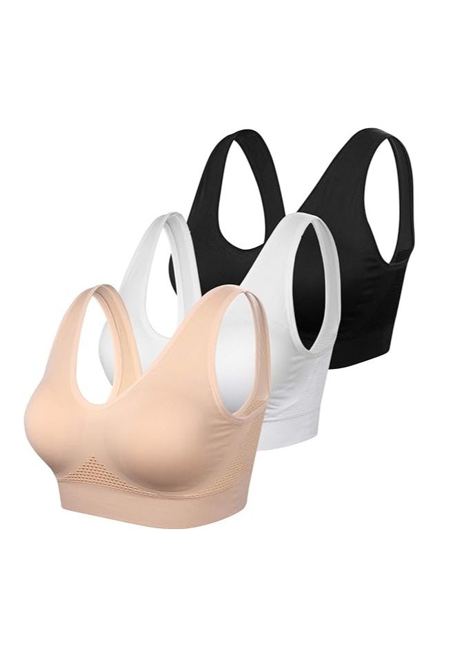 كوينج Women Sports Bra Comfortable Sleep Bras No Underwire Seamless Workout Yoga Bra of 3 Pack - Image 1