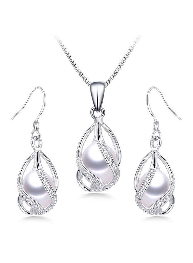 HENGSHENG 100% Natural Freshwater Pearl Jewelry Sets For Women Fashion 925 Sterling Silver Earrings&Pendant Wedding Jewelry White - Image 1